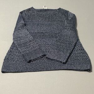 Chico's Midnight Blue Open Knit Sweater Large (Chicos Size 2)